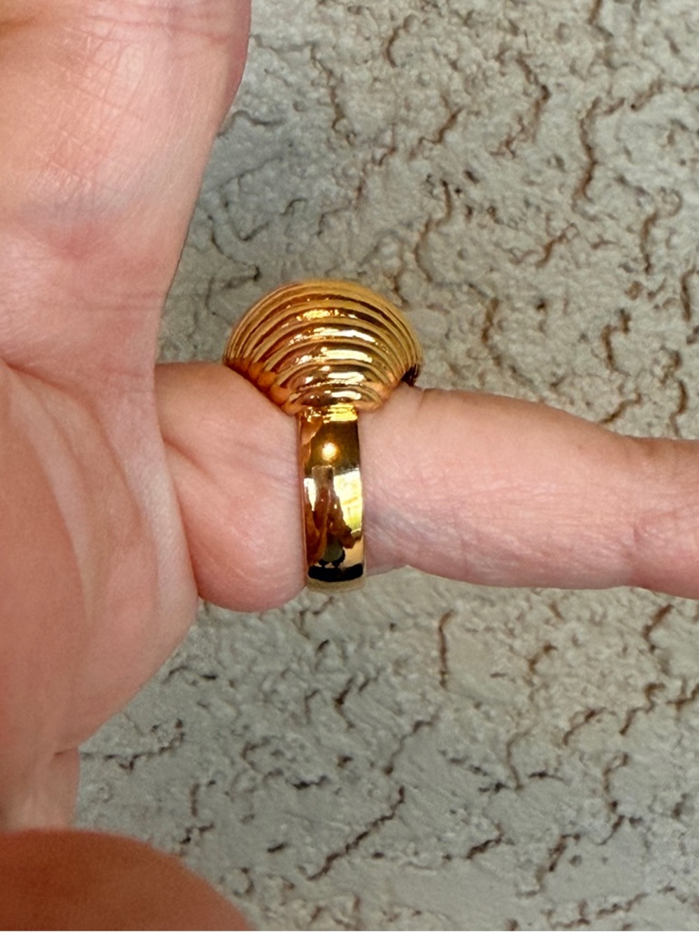 Classic Gold Ribbed Dome Statement Ring - Picture 4 of 7